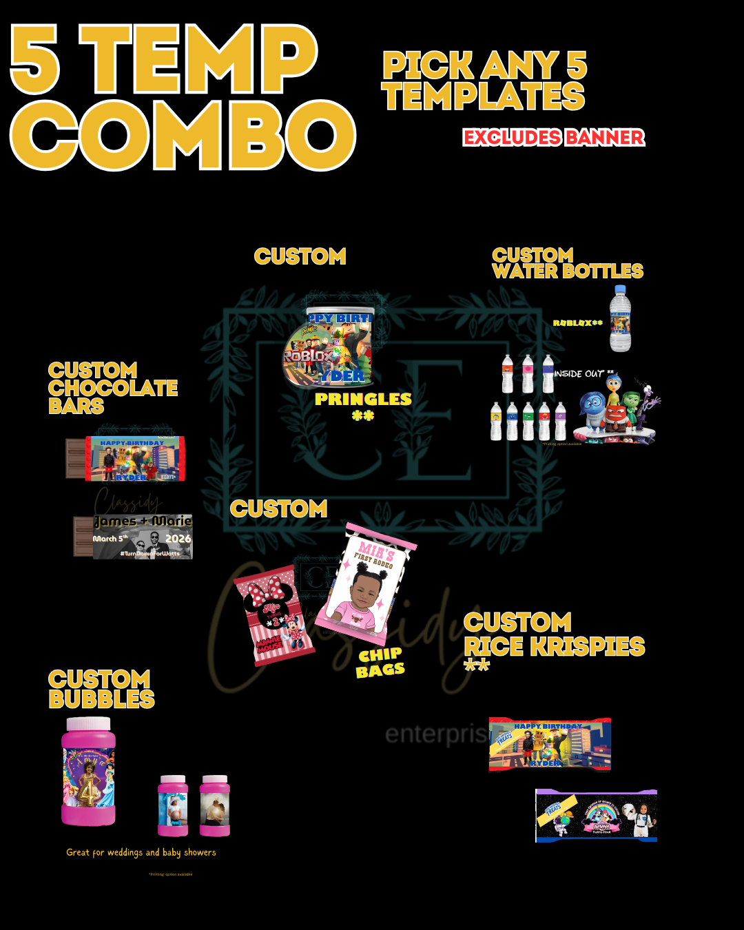 Custom Party Favors (Chip Bags, Candy Bars, Water bottles ect.) - DIGITAL CREATION