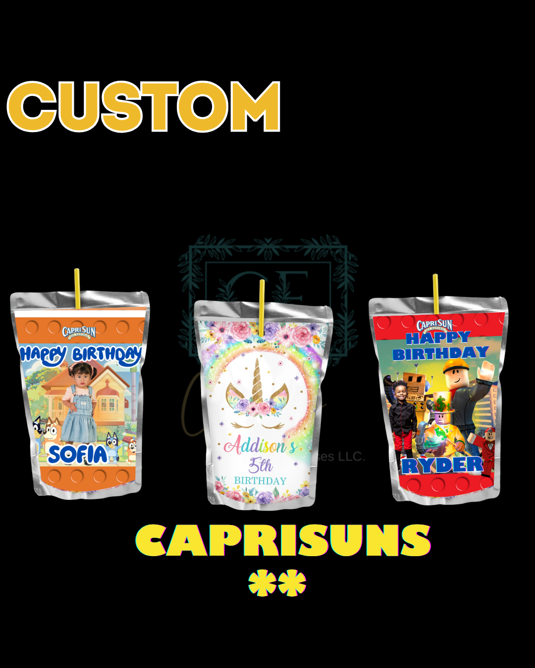 Custom Party Favors (Chip Bags, Candy Bars, Water bottles ect.) - DIGITAL CREATION
