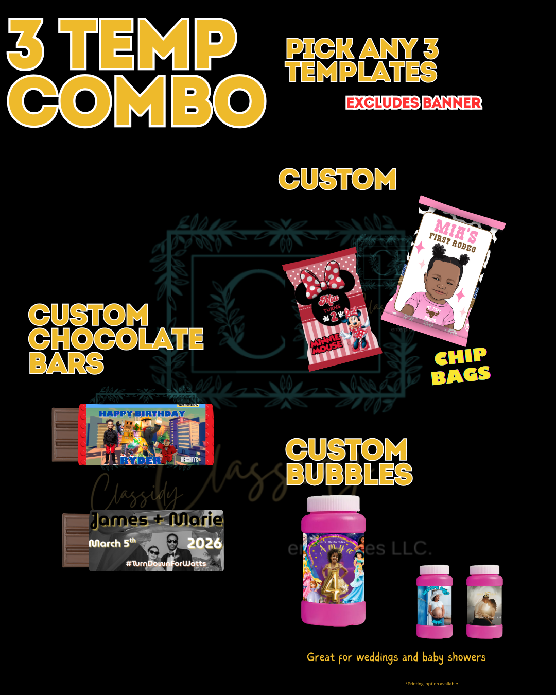 Custom Party Favors (Chip Bags, Candy Bars, Water bottles ect.) - DIGITAL CREATION