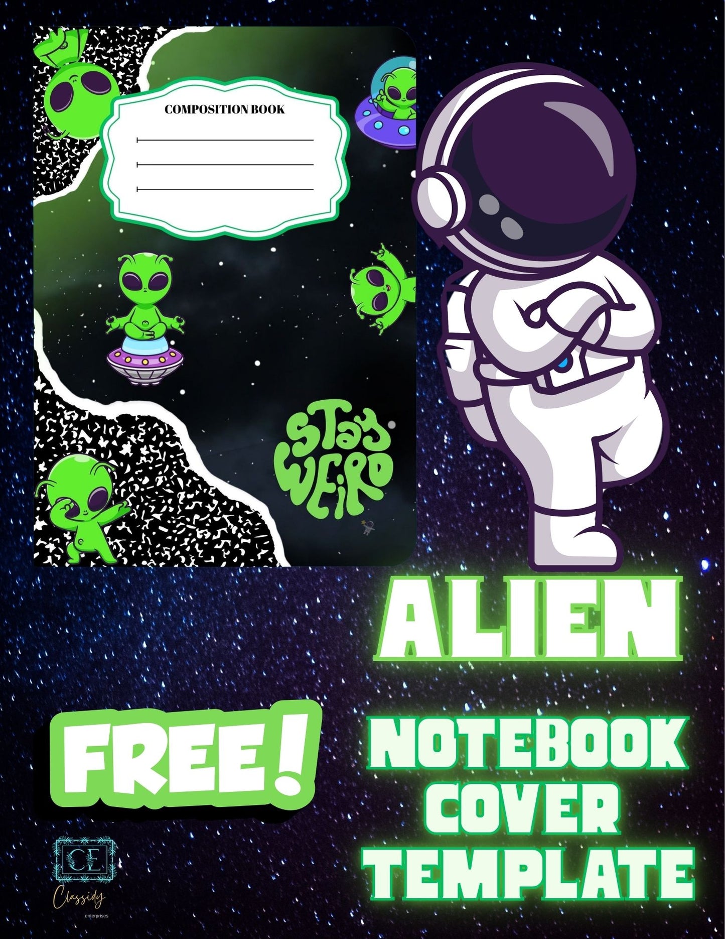 Alien Notebook Cover Template