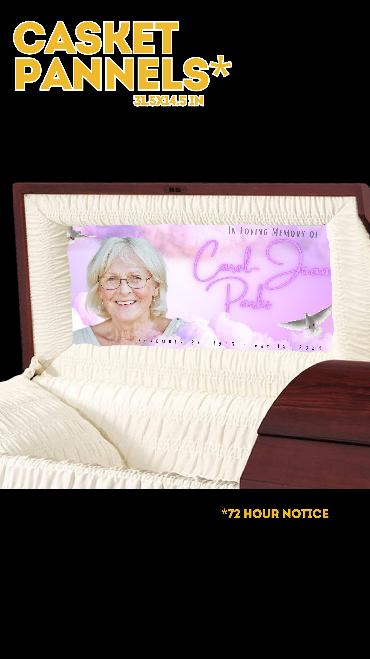 Casket Panel 31.5inx14.5in- DIGITAL CREATION