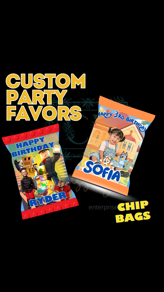 Custom Party Favors (Chip Bags, Candy Bars, Water bottles ect.) - DIGITAL CREATION